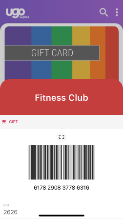 Gift card barcode screen